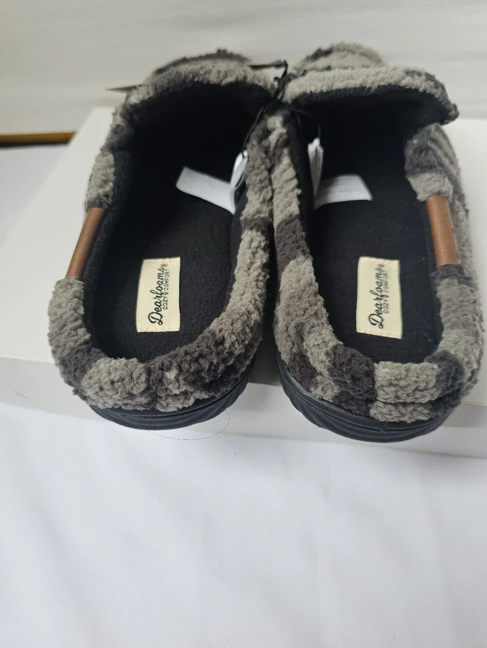 Dearfoams Men's Clog Slippers Gel Infused Memory Foam Camo Grey Size S 7-8 NWT